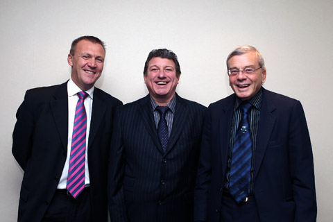 Dickie Bird & Graham Poll with comedian austin knight